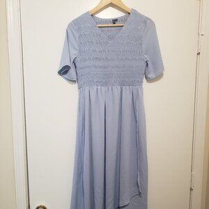 Zattcas Blue High-Low Wrap Dress w/ Flutter Sleeves (Size M)